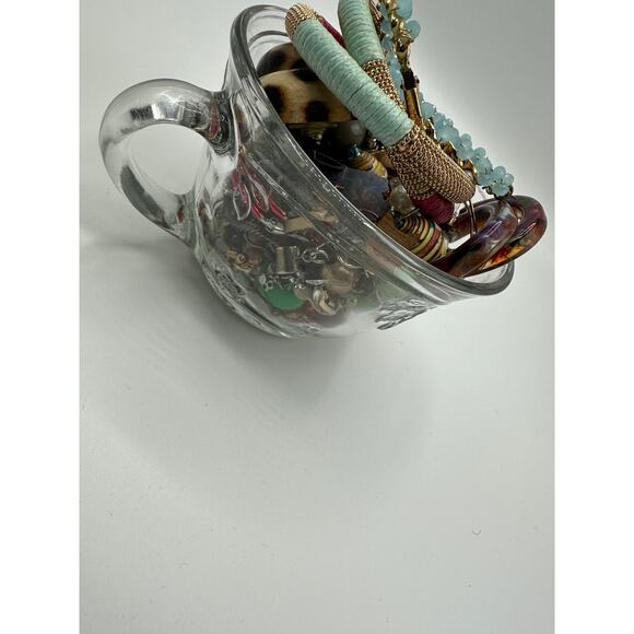 Vintage Savannah Punch Cup Mystery Jewelry Jar w/ Assorted Pierced Earrings - Picture 3 of 5